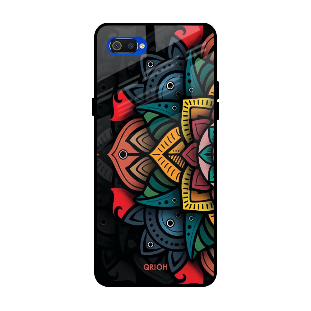 Retro Gorgeous Flower Realme C2 Glass Back Cover Online