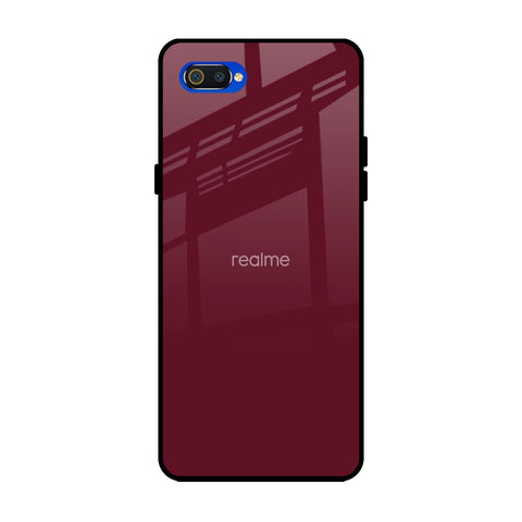 Classic Burgundy Realme C2 Glass Back Cover Online