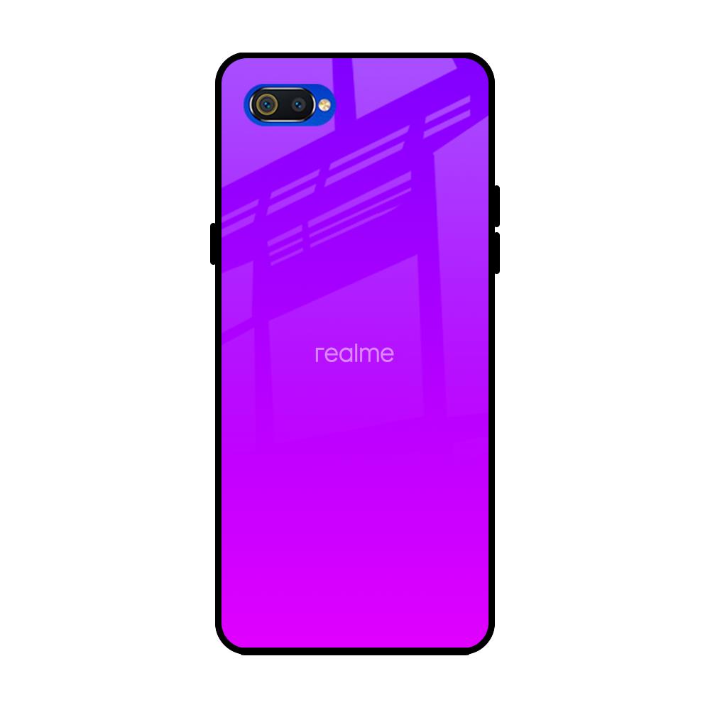 Purple Pink Realme C2 Glass Back Cover Online