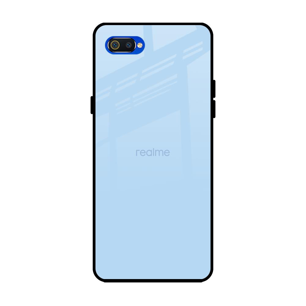 Pastel Sky Blue Realme C2 Glass Back Cover Online