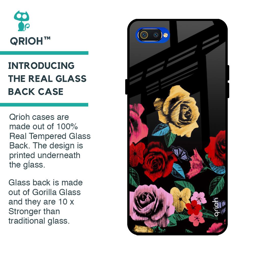 Floral Decorative Glass Case For Realme C2