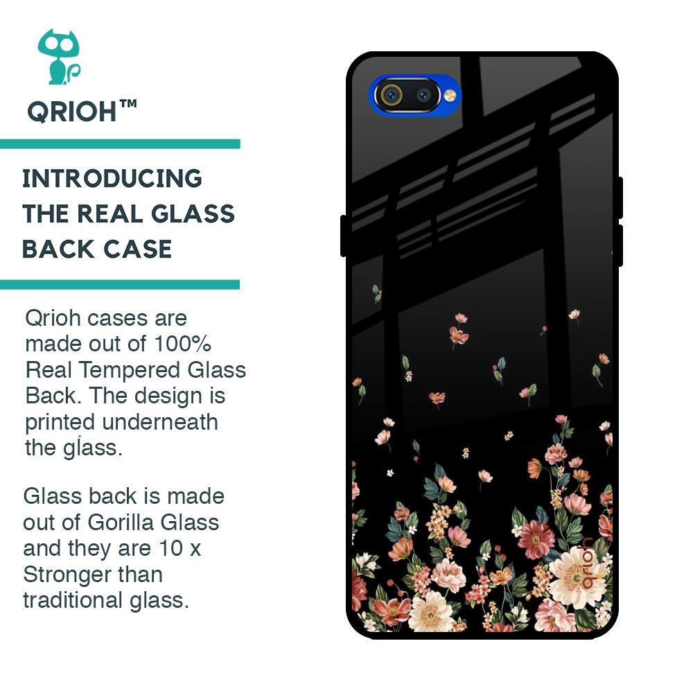 Floating Floral Print Glass Case for Realme C2