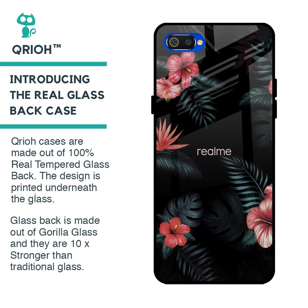 Tropical Art Flower Glass Case for Realme C2