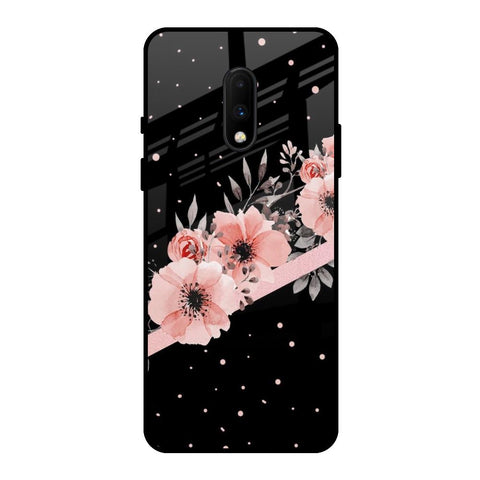 Floral Black Band OnePlus 7 Glass Back Cover Online