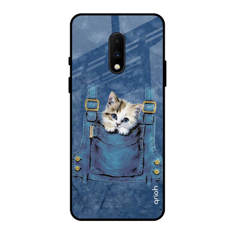 Kitty In Pocket OnePlus 7 Glass Back Cover Online