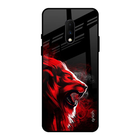 Red Angry Lion OnePlus 7 Glass Back Cover Online