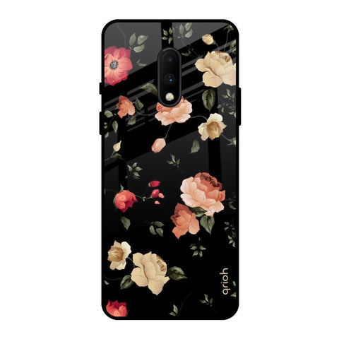 Black Spring Floral OnePlus 7 Glass Back Cover Online