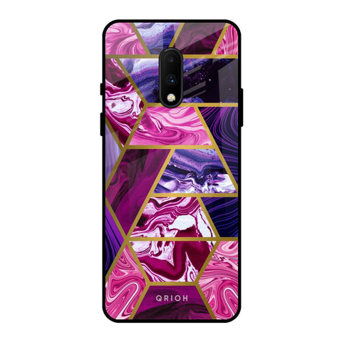Electroplated Geometric Marble OnePlus 7 Glass Back Cover Online