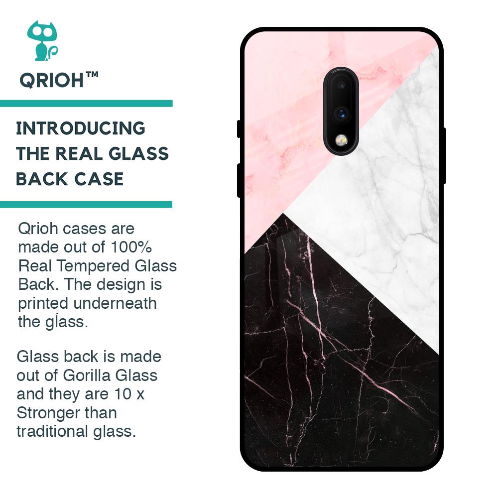 Marble Collage Art Glass Case For OnePlus 7