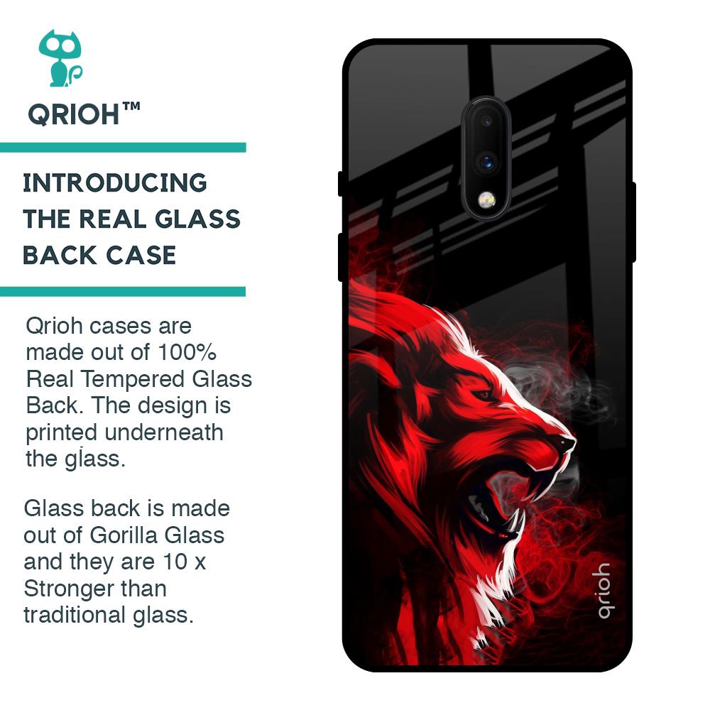 Red Angry Lion Glass Case for OnePlus 7