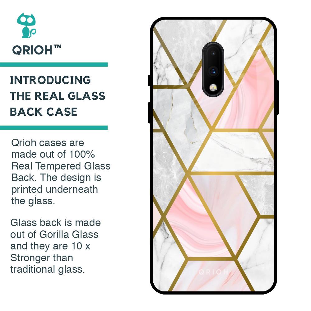 Geometrical Marble Glass Case for OnePlus 7