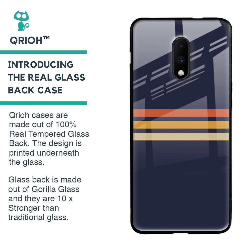 Tricolor Stripes Glass Case For OnePlus 7