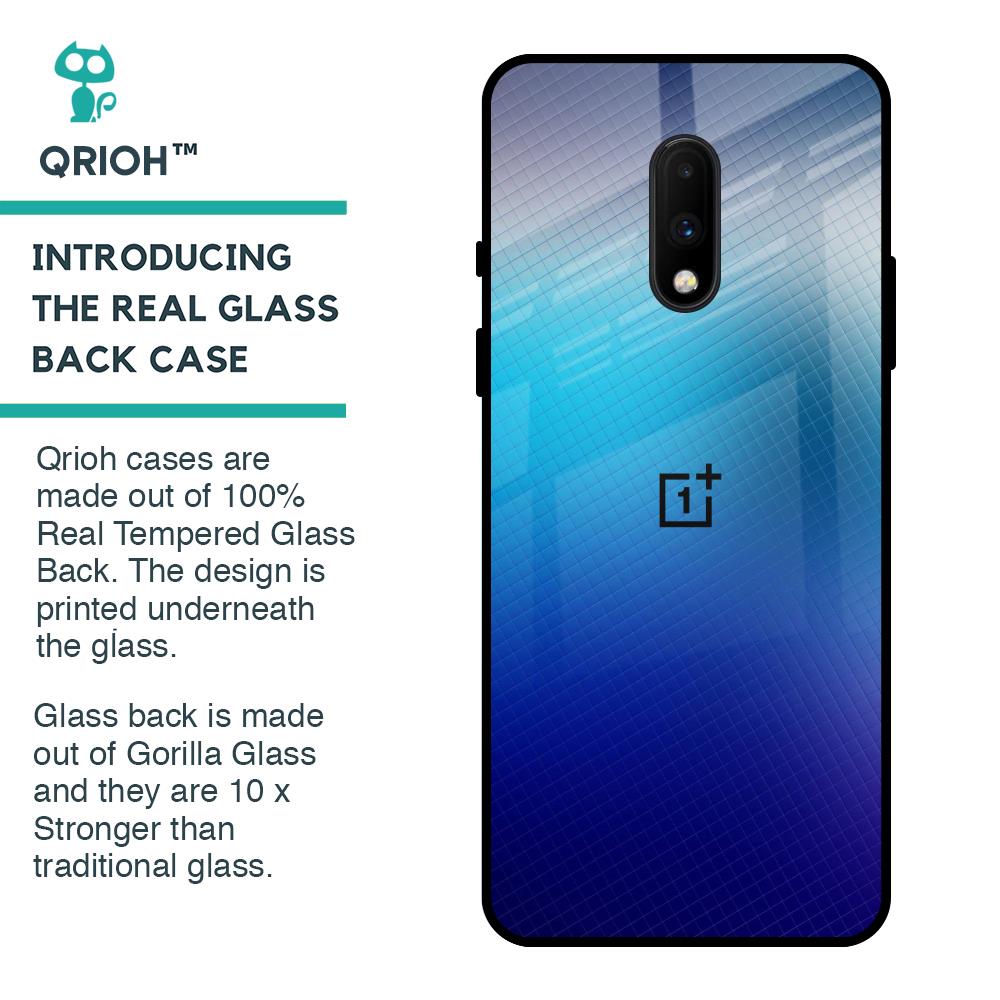 Blue Rhombus Pattern Glass Case for OnePlus 7
