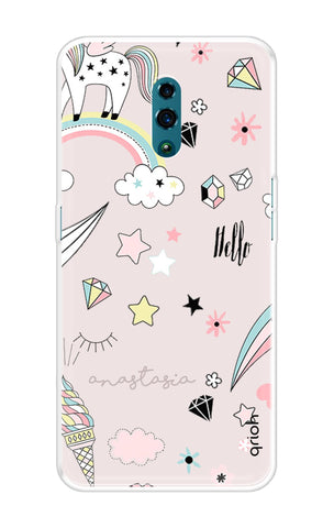 Unicorn Doodle Oppo Reno Back Cover