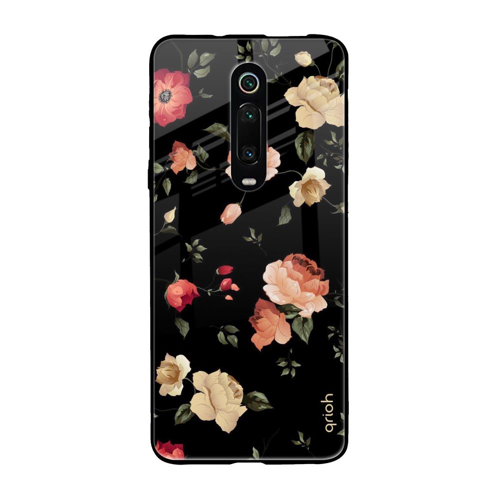 Black Spring Floral Xiaomi Redmi K20 Glass Back Cover Online