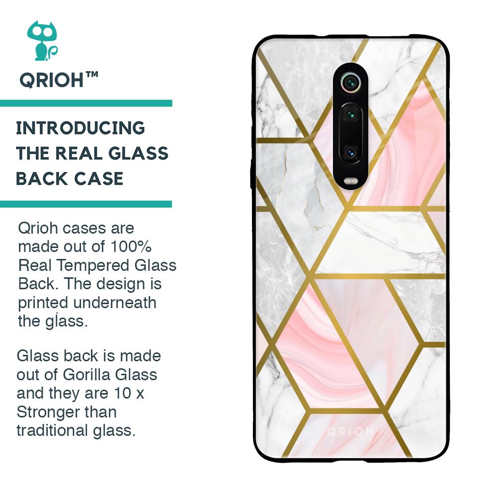 Geometrical Marble Glass Case for Xiaomi Redmi K20