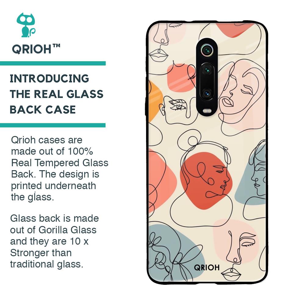 Abstract Faces Glass Case for Xiaomi Redmi K20 Pro