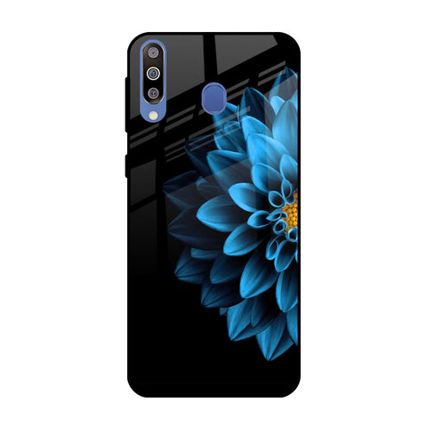 Half Blue Flower Samsung Galaxy M40 Glass Back Cover Online