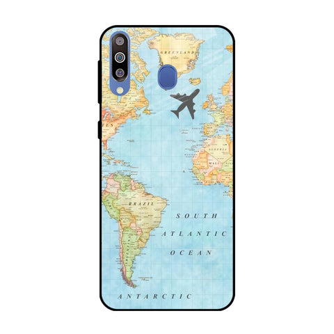 Travel Map Samsung Galaxy M40 Glass Back Cover Online