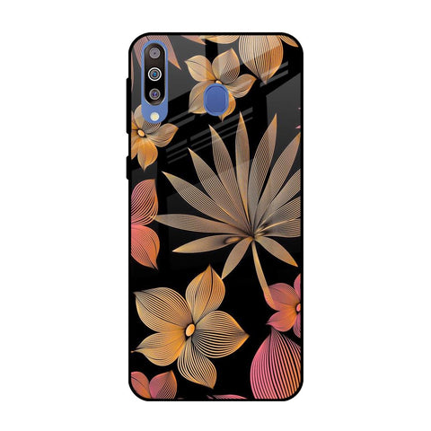 Lines Pattern Flowers Samsung Galaxy M40 Glass Back Cover Online