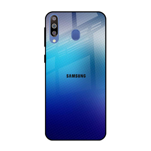 Blue Rhombus Pattern Samsung Galaxy M40 Glass Back Cover Online