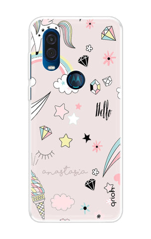 Unicorn Doodle Motorola One Vision Back Cover