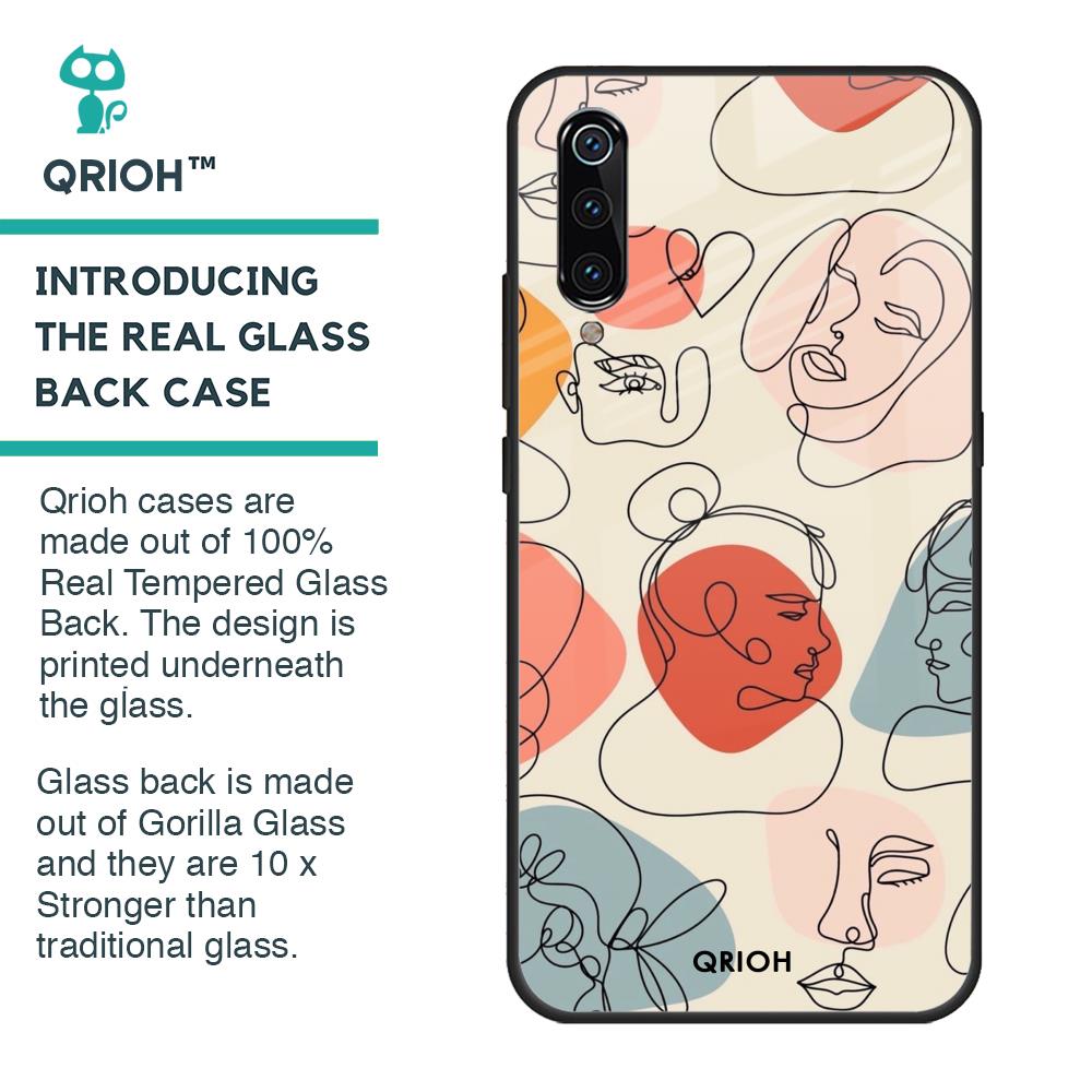 Abstract Faces Glass Case for Xiaomi Mi A3