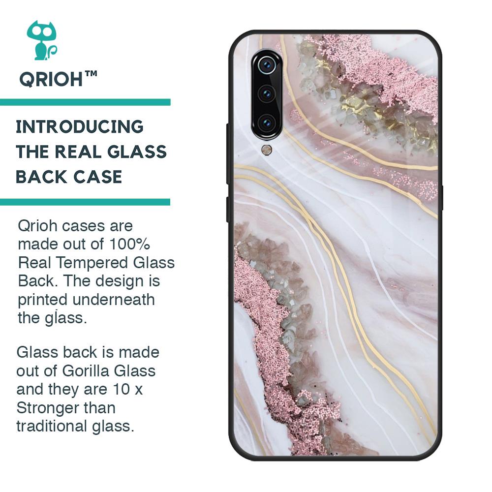 Pink & Gold Gllitter Marble Glass Case for Xiaomi Mi A3