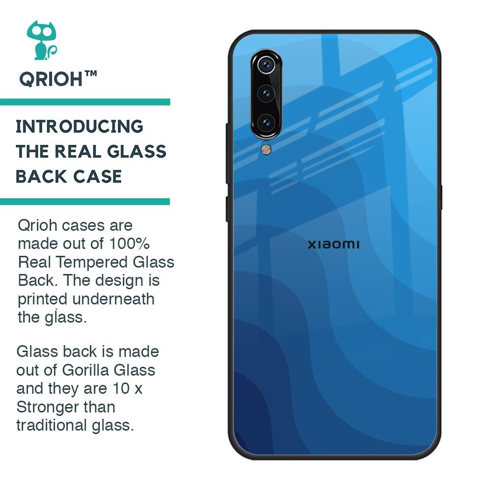 Blue Wave Abstract Glass Case for Xiaomi Mi A3