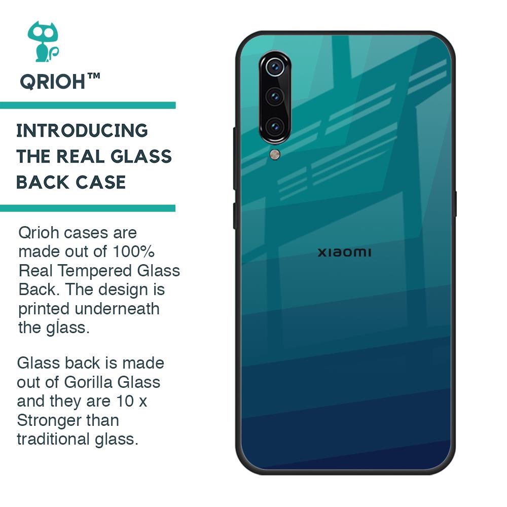 Green Triangle Pattern Glass Case for Xiaomi Mi A3