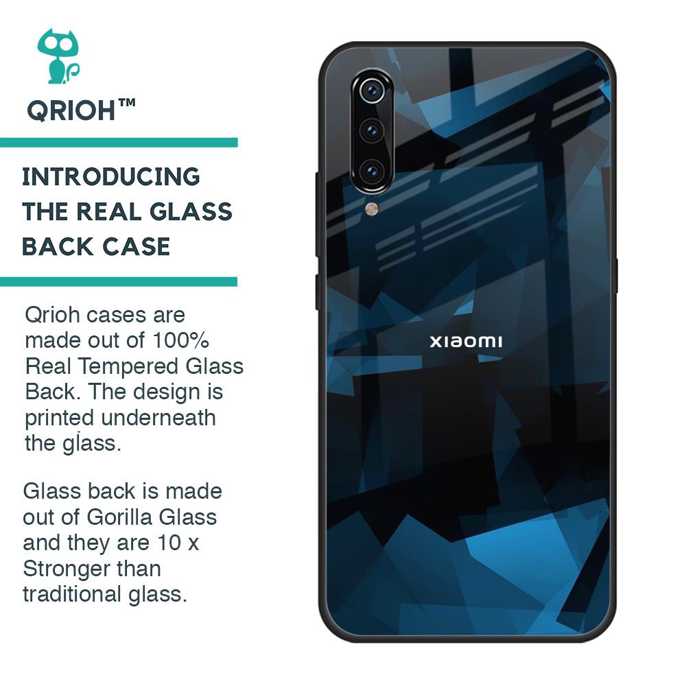 Polygonal Blue Box Glass Case For Xiaomi Mi A3