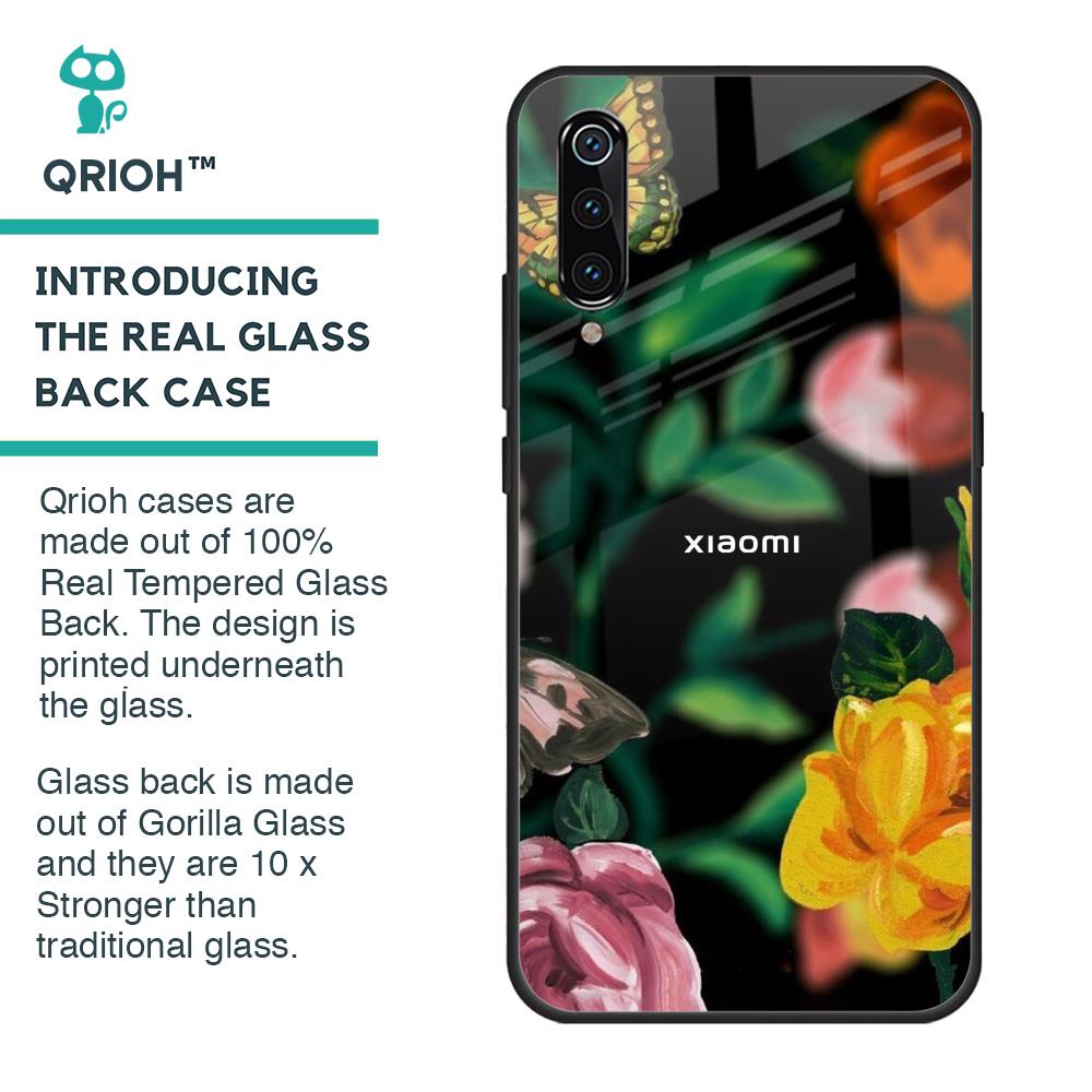 Flowers & Butterfly Glass Case for Xiaomi Mi A3