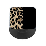 Leopard Pattern Glass case with Square Phone Grip Combo