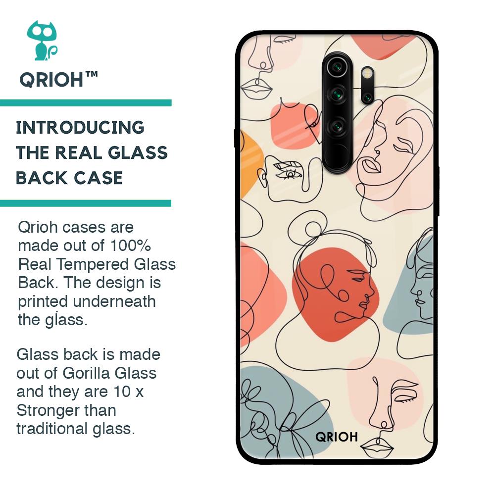 Abstract Faces Glass Case for Xiaomi Redmi Note 8 Pro