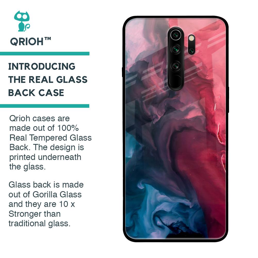 Blue & Red Smoke Glass Case for Xiaomi Redmi Note 8 Pro