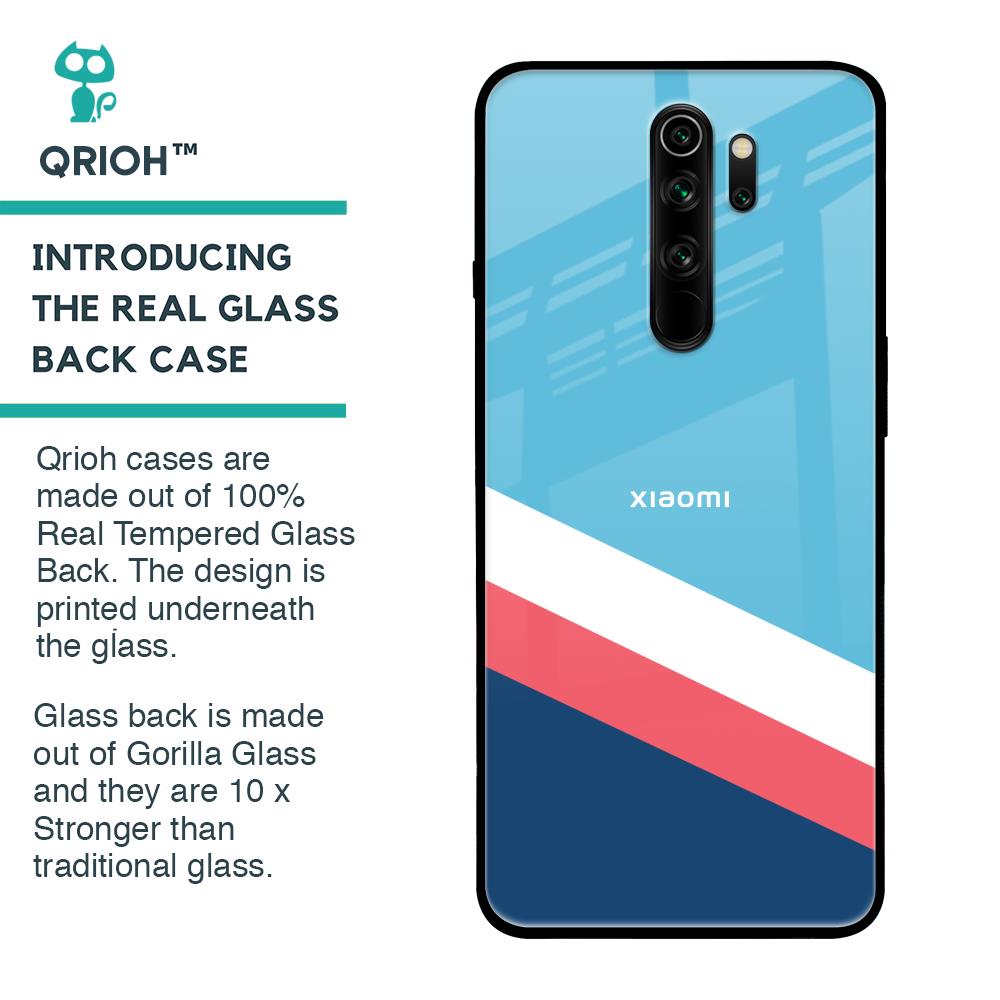 Pink & White Stripes Glass Case For Xiaomi Redmi Note 8 Pro
