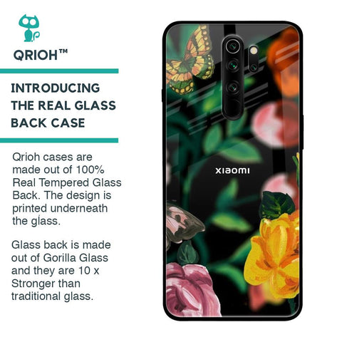 Flowers & Butterfly Glass Case for Xiaomi Redmi Note 8 Pro