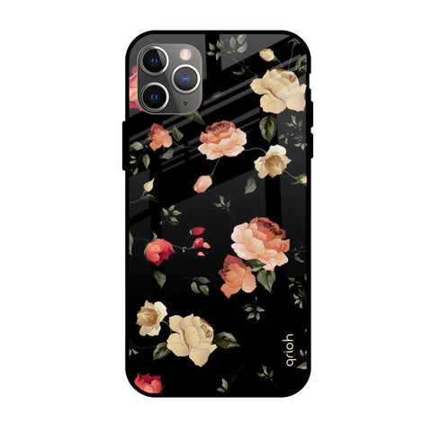 Black Spring Floral Apple iPhone 11 Pro Max Glass Cases & Covers Online