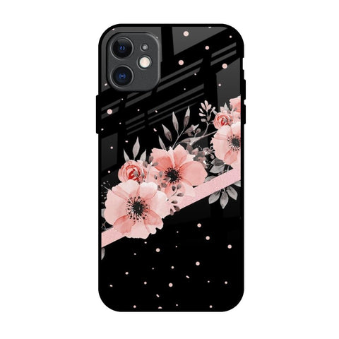 Floral Black Band iPhone 11 Glass Back Cover Online