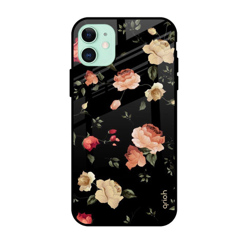 Black Spring Floral Apple iPhone 11 Glass Cases & Covers Online