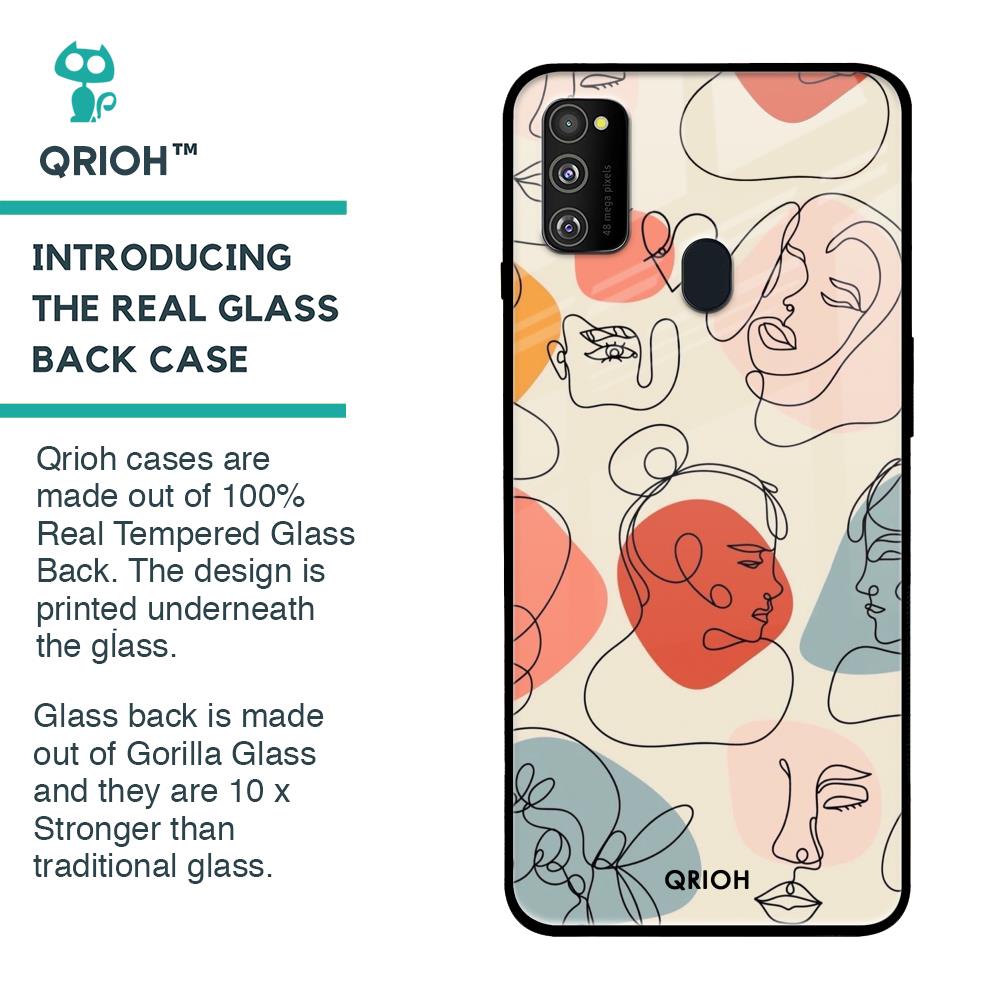 Abstract Faces Glass Case for Samsung Galaxy M30s