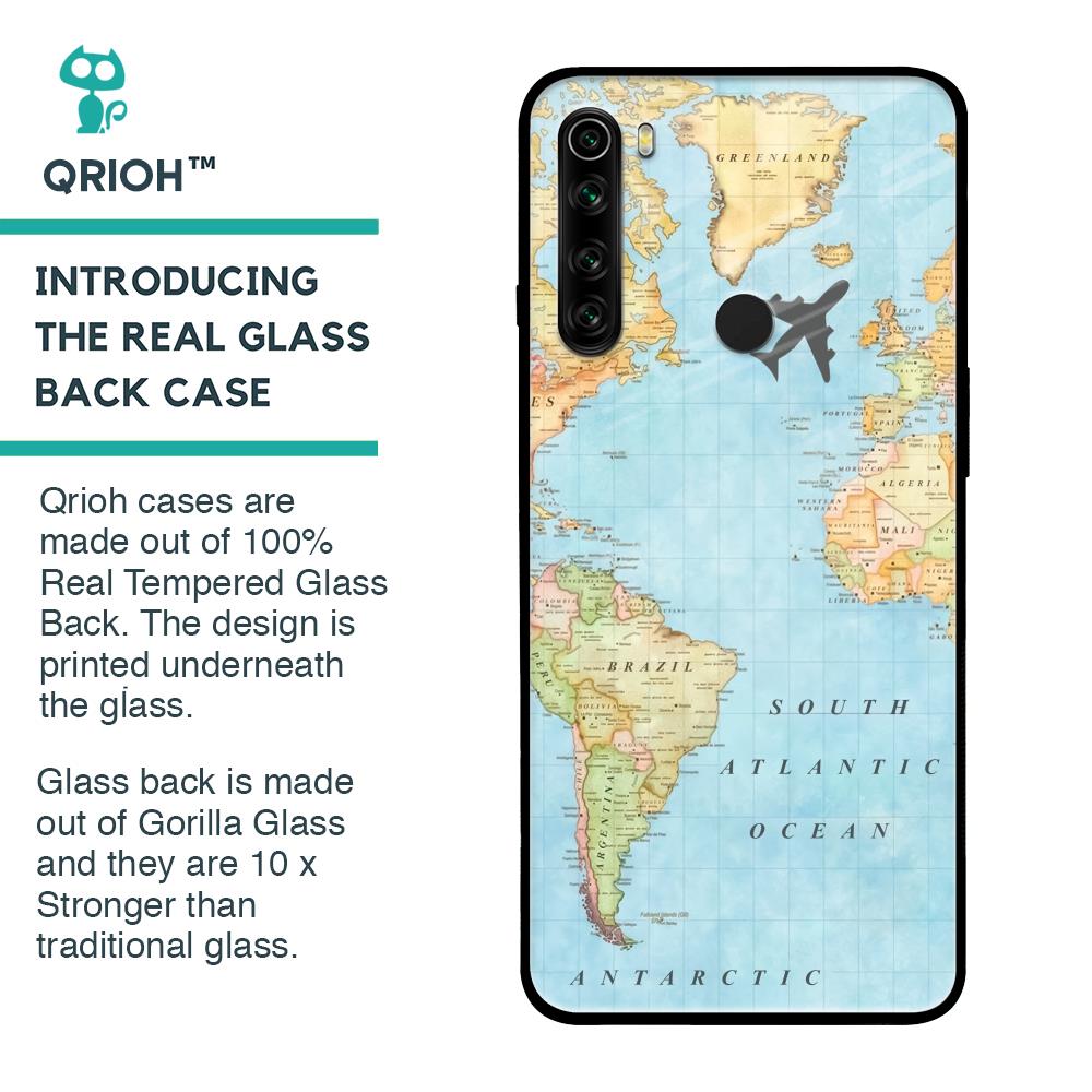 Travel Map Glass Case for Xiaomi Redmi Note 8