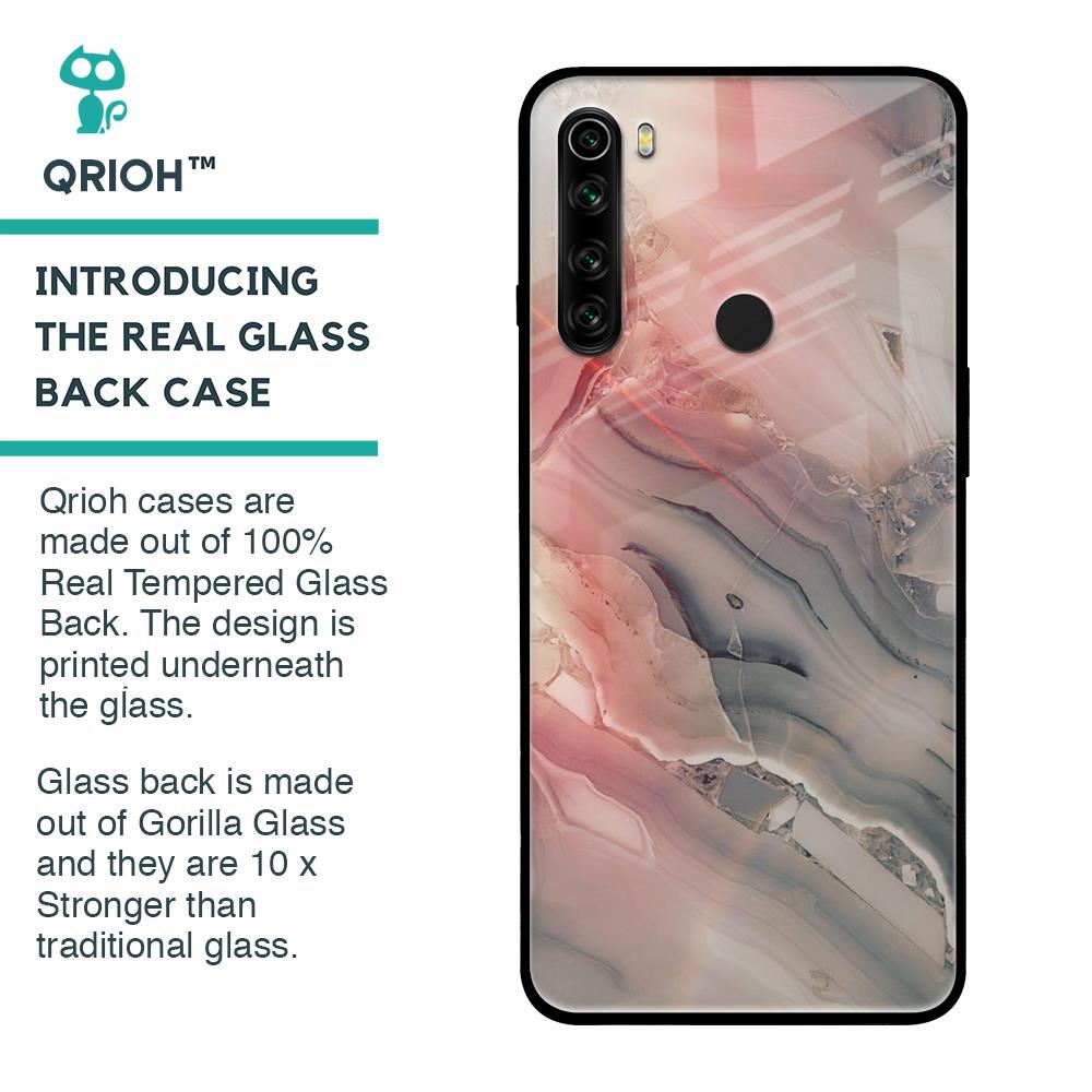 Pink And Grey Marble Glass Case For Xiaomi Redmi Note 8