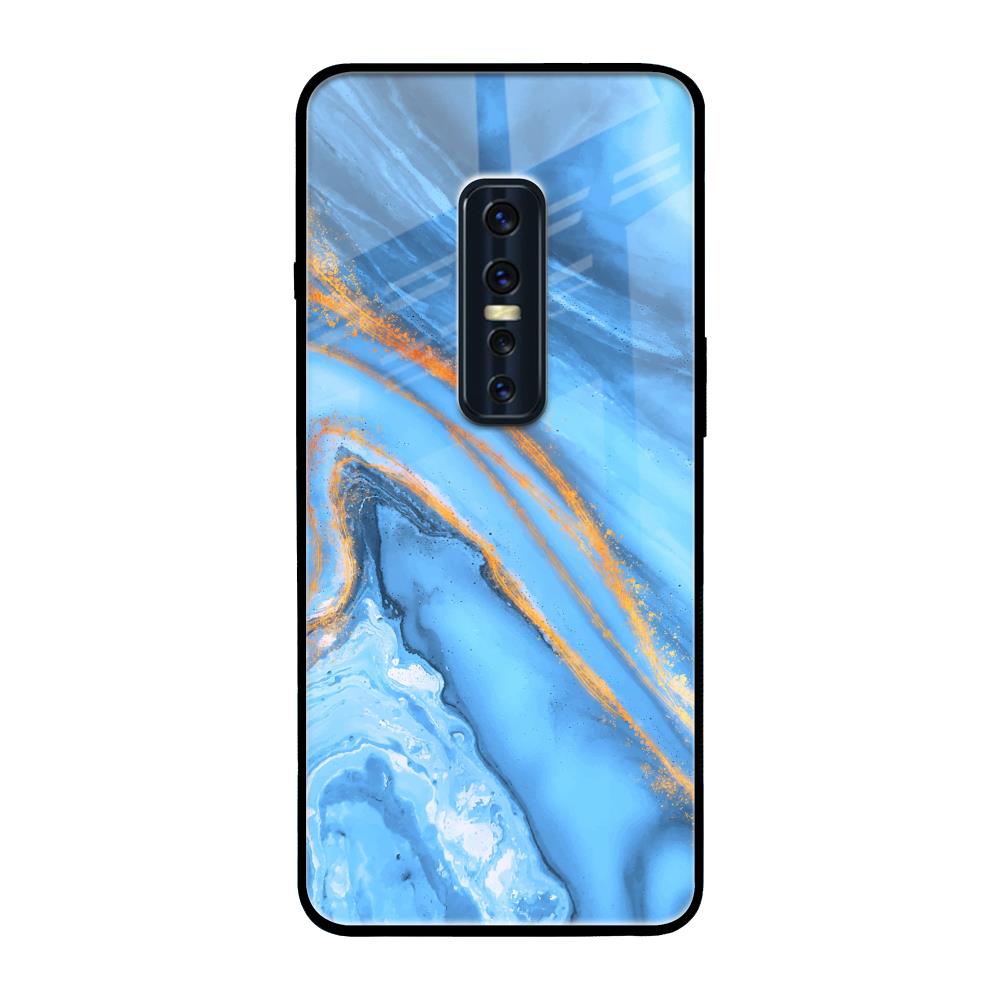 Vibrant Blue Marble Vivo V17 Pro Glass Back Cover Online