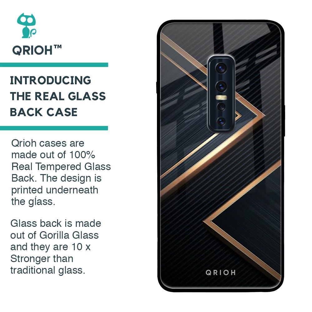 Sleek Golden & Navy Glass Case for Vivo V17 Pro