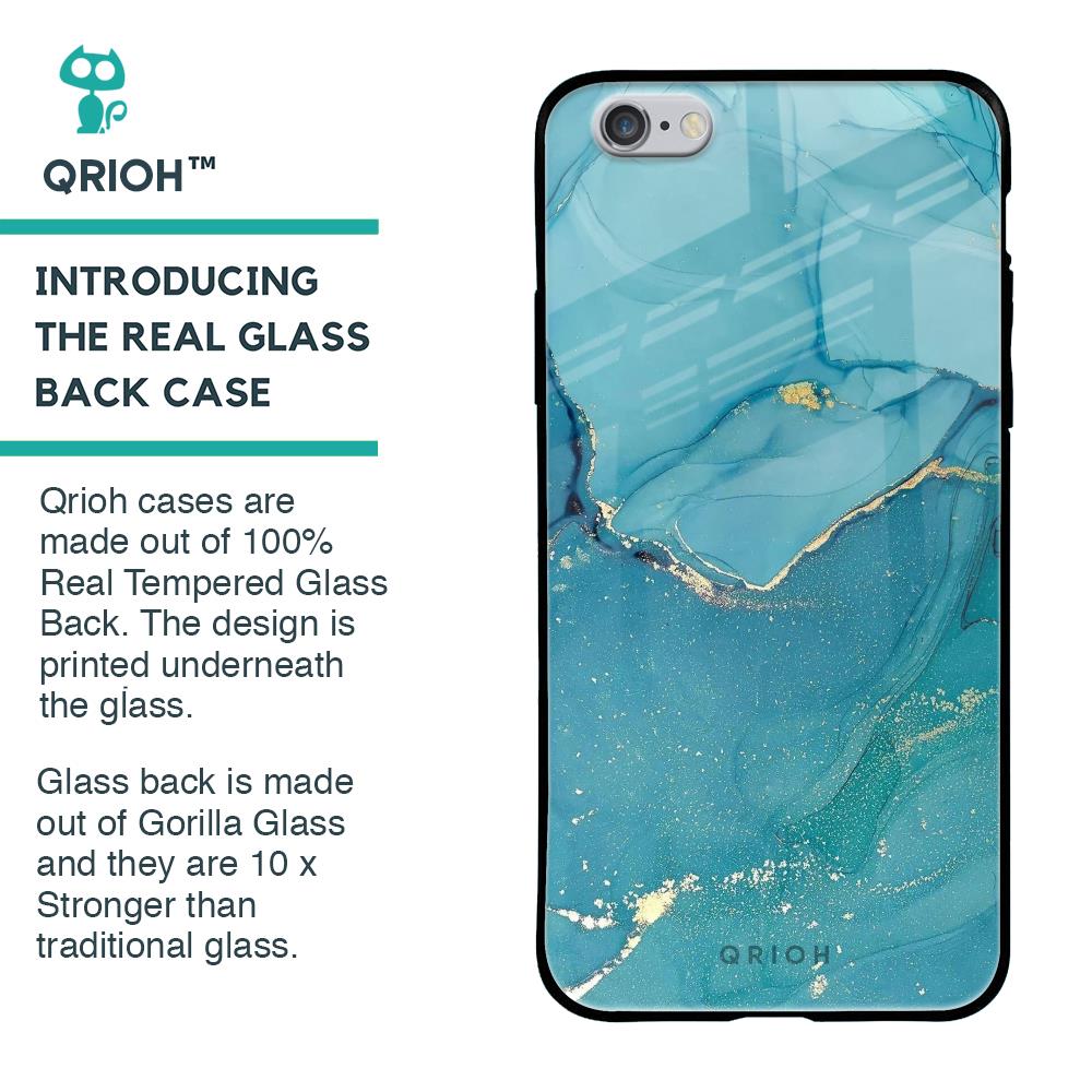 Blue Golden Glitter Glass Case for iPhone 6S