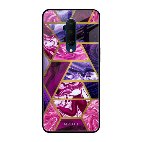 Electroplated Geometric Marble OnePlus 7T Pro Glass Back Cover Online