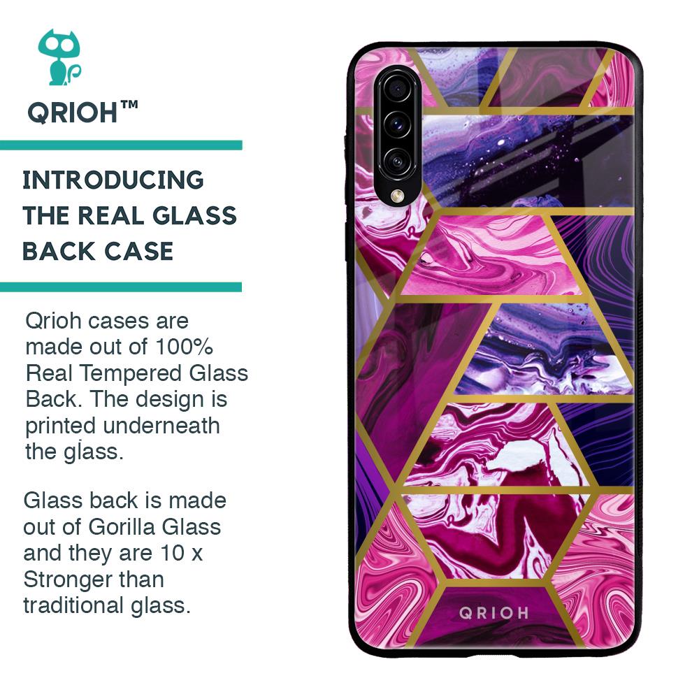 Electroplated Geometric Marble Glass Case for Samsung Galaxy A70s