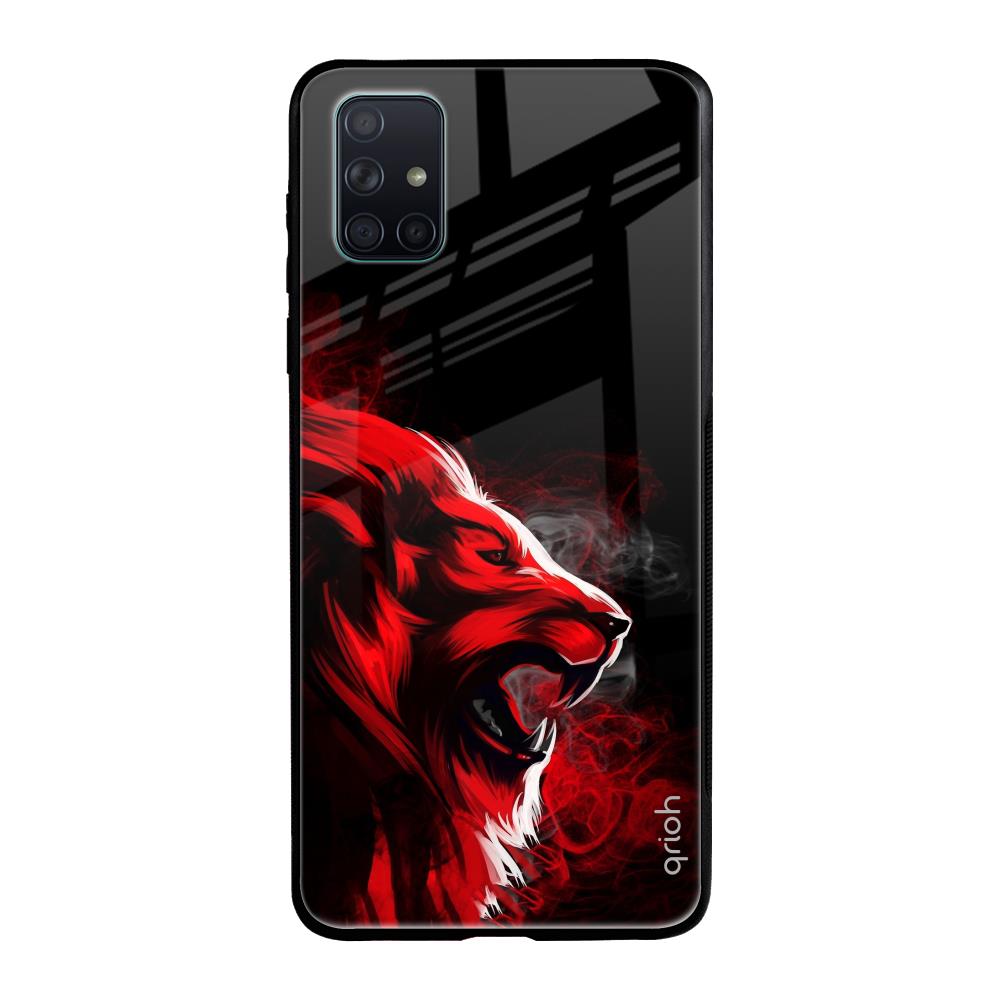 Red Angry Lion Samsung Galaxy A71 Glass Back Cover Online