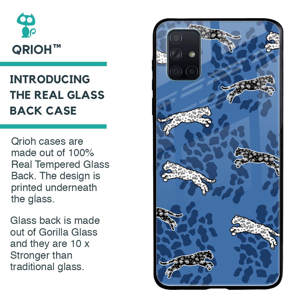 Blue Cheetah Glass Case for Samsung Galaxy A71